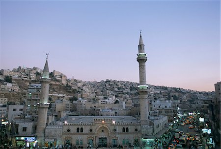 Hussein mosquée et la ville, Amman, Jordanie, Moyen-Orient Photographie de stock - Rights-Managed, Code: 841-02946941