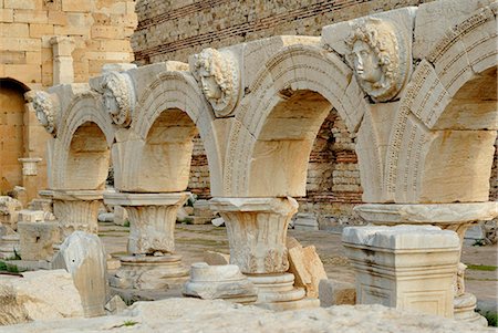 Severischen Forum, Leptis Magna, UNESCO World Heritage Site, Libyen, Nordafrika, Afrika Stockbilder - Lizenzpflichtiges, Bildnummer: 841-02943744