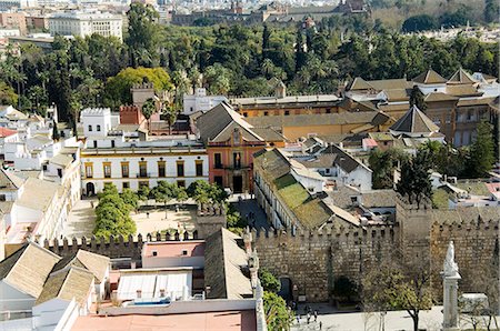 simsearch:841-02994171,k - Real Alcazar, patrimoine mondial UNESCO, vu depuis la tour de La Giralda, le quartier de Santa Cruz, Séville, Andalousie (Andalucia), Espagne, Europe Photographie de stock - Rights-Managed, Code: 841-02994025