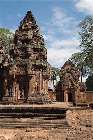 Banteay Srei Hindu-Tempel in der Nähe von Angkor, UNESCO Weltkulturerbe, Siem Reap, Kambodscha, Indochina, Südostasien, Asien Stockbilder - Lizenzpflichtiges, Bildnummer: 841-02990564