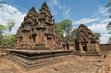 Banteay Srei Hindu-Tempel in der Nähe von Angkor, UNESCO Weltkulturerbe, Siem Reap, Kambodscha, Indochina, Südostasien, Asien Stockbilder - Lizenzpflichtiges, Bildnummer: 841-02990563