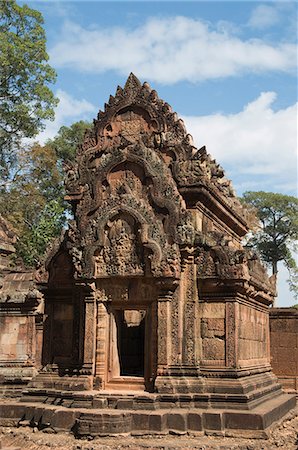 Banteay Srei Hindu-Tempel in der Nähe von Angkor, UNESCO Weltkulturerbe, Siem Reap, Kambodscha, Indochina, Südostasien, Asien Stockbilder - Lizenzpflichtiges, Bildnummer: 841-02990572