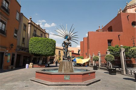 fountain plaza statue - Scènes de rue, Queretaro, état de Querétaro, au Mexique, en Amérique du Nord Photographie de stock - Rights-Managed, Code: 841-02990696