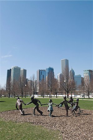 Statues in Gateway Park near Navy Pier, Chicago, Illinois, United States of America, North America Stock Photo - Rights-Managed, Code: 841-02990784