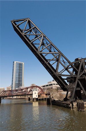 drawbridge - Chicago River, Chicago, Illinois, United States of America, North America Foto de stock - Con derechos protegidos, Código: 841-02990797