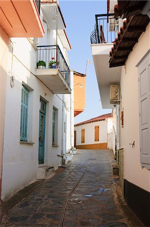 skopelos island - Hill town of Glossa, Skopelos, Sporades Islands, Greek Islands, Greece, Europe Fotografie stock - Rights-Managed, Codice: 841-02991230