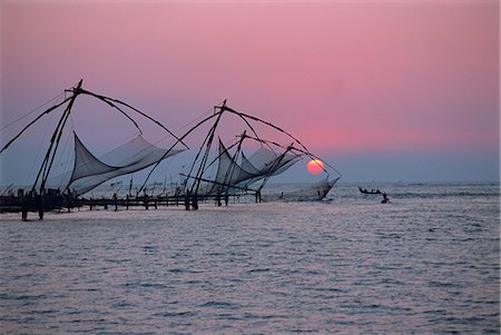 simsearch:841-02900416,k - Chinese fishing nets at sunset, Fort Cochin, Kerala state, India, Asia Foto de stock - Con derechos protegidos, Código: 841-02991535