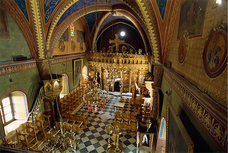 Interior of St. Nicholas church, Chalki (Halki), Dodecanese, Greek Islands, Greece, Europe Stock Photo - Rights-Managed, Code: 841-02991631