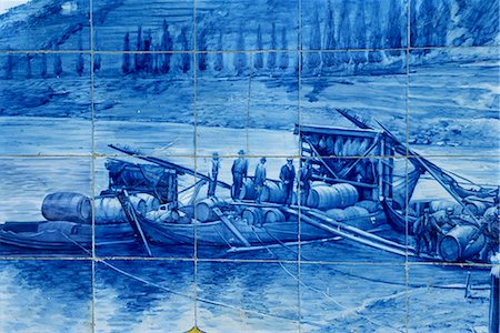 douro - Azulejos showing port barges, Pinhao railway station, Douro region, Portugal, Europe Stock Photo - Rights-Managed, Code: 841-02991842