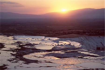 pamukkale - Travertine terraces at sunset, Pamukkale, UNESCO World Heritage Site, Anatolia, Turkey, Asia Minor Foto de stock - Con derechos protegidos, Código: 841-02991923