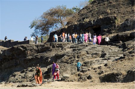 The Ellora Caves, temples cut into solid rock, near Aurangabad, Maharashtra, India, Asia Stock Photo - Rights-Managed, Code: 841-02992125