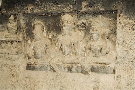 simsearch:841-02711077,k - Les grottes d'Ellora, temples coupé en roche, patrimoine mondial UNESCO, près de Aurangabad, Maharashtra, Inde, Asie Photographie de stock - Rights-Managed, Code: 841-02992128
