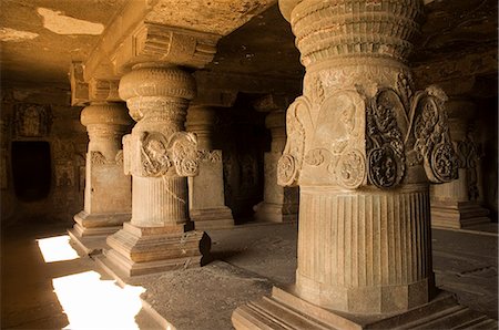 The Ellora Caves, temples cut into solid rock, UNESCO World Heritage Site, near Aurangabad, Maharashtra, India, Asia Stock Photo - Rights-Managed, Code: 841-02992120