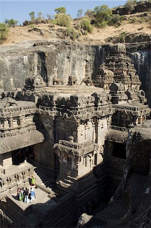 The Ellora Caves, temples cut into solid rock, UNESCO World Heritage Site, near Aurangabad, Maharashtra, India, Asia Stock Photo - Rights-Managed, Code: 841-02992145