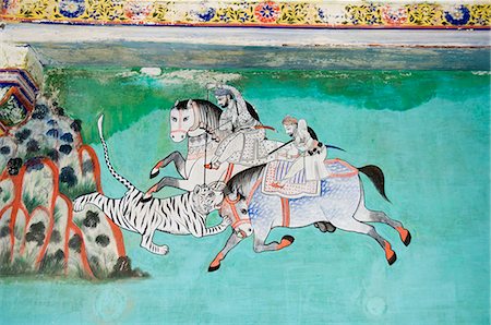 simsearch:841-02901944,k - Beautiful frescoes on walls of the Juna Mahal Fort, Dungarpur, Rajasthan state, India, Asia Foto de stock - Con derechos protegidos, Código: 841-02992346