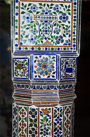 Beautiful inlay work on pillar the Juna Mahal Fort, Dungarpur, Rajasthan state, India, Asia Stock Photo - Rights-Managed, Code: 841-02992358