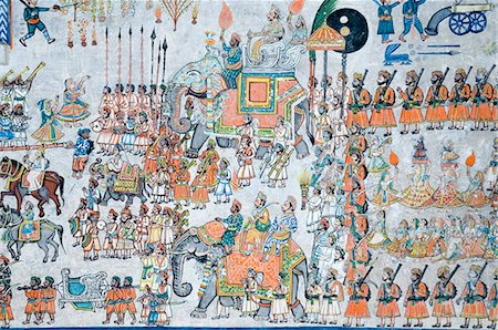 simsearch:841-02901944,k - Beautiful frescoes on walls of the Juna Mahal Fort, Dungarpur, Rajasthan state, India, Asia Foto de stock - Con derechos protegidos, Código: 841-02992367