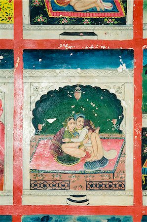 simsearch:841-02824447,k - Scènes de la Kama Sutra de placard dans la Juna Mahal Rajasthan fort, Dungarpur, état, Inde, Asie Photographie de stock - Rights-Managed, Code: 841-02992372