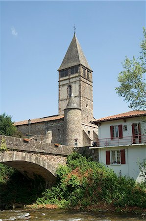 pyrenees atlantique - Old church in St. Etienne de Baigorry, Basque country, Pyrenees-Atlantiques, Aquitaine, France, Europe Stock Photo - Rights-Managed, Code: 841-02992758