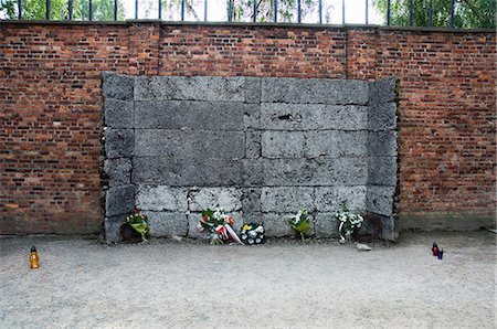 The wall between blocks 10 and 11 where thousands of prisoners were executed by firing squad, Auschwitz concentration camp, UNESCO World Heritage Site, Oswiecim, near Krakow (Cracow), Poland, Europe Foto de stock - Con derechos protegidos, Código: 841-02992871