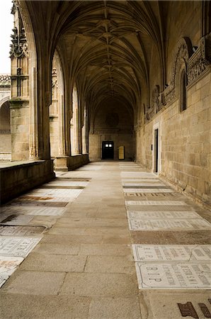 enclosed walkway - Graves in the cloisters of Santiago Cathedral, Santiago de Compostela, Galicia, Spain, Europe Stock Photo - Rights-Managed, Code: 841-02993196