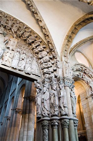 portico de gloria - Details from the Porch of La Gloria, a masterpiece of Romanesque art, Santiago cathedral, UNESCO World Heritage Site, Santiago de Compostela, Galicia, Spain, Europe Stock Photo - Rights-Managed, Code: 841-02993206