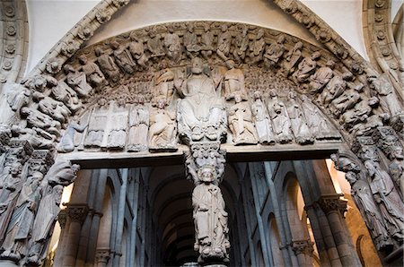 santiago de compostela cathedral - Détails de la véranda de La Gloria, un chef-d'œuvre de l'art roman, la cathédrale de Santiago, patrimoine mondial de l'UNESCO, Saint Jacques de Compostelle, Galice, Espagne, Europe Photographie de stock - Rights-Managed, Code: 841-02993200