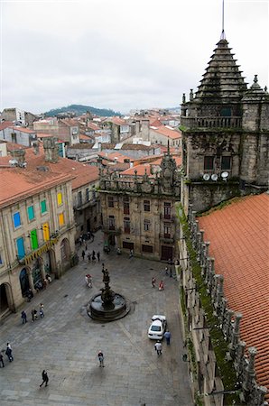 santiago de compostela - Plaza de las Platerias from roof of Santiago Cathedral, UNESCO World Heritage Site, Santiago de Compostela, Galicia, Spain, Europe Fotografie stock - Rights-Managed, Codice: 841-02993238