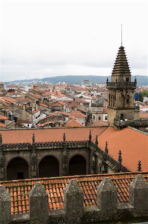 simsearch:841-02710686,k - Cloisters from roof of Santiago Cathedral, UNESCO World Heritage Site, Santiago de Compostela, Galicia, Spain, Europe Fotografie stock - Rights-Managed, Codice: 841-02993233