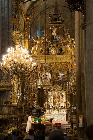 simsearch:841-02993224,k - La Capilla Mayor, la cathédrale de Santiago, l'UNESCO World Heritage Site, Saint Jacques de Compostelle, Galice, Espagne, Europe Photographie de stock - Rights-Managed, Code: 841-02993240