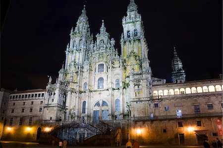 santiago de compostela - Santiago Cathedral on the Plaza do Obradoiro, UNESCO World Heritage Site, Santiago de Compostela, Galicia, Spain, Europe Fotografie stock - Rights-Managed, Codice: 841-02993243