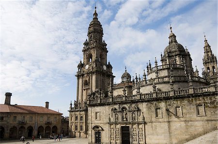 santiago cathedral - View of Santiago Cathedral from Plaza de la Quintana, UNESCO World Heritage Site, Santiago de Compostela, Galicia, Spain, Europe Stock Photo - Rights-Managed, Code: 841-02993255