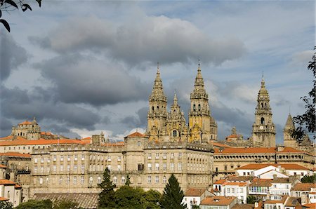 santiago de compostela cathedral - Cathédrale de Santiago avec le Palais de Raxoi, en avant-plan, patrimoine mondial UNESCO, Saint Jacques de Compostelle, Galice, Espagne, Europe Photographie de stock - Rights-Managed, Code: 841-02993274