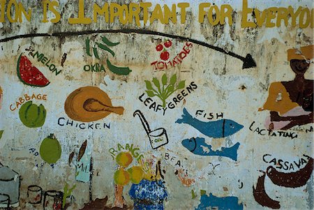 Mural at village school near Banjul, Gambia, West Africa, Africa Foto de stock - Direito Controlado, Número: 841-02993284