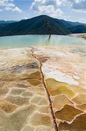 Hierve el Agua (the water boils), hot springs, water rich in minerals bubbles up from the mountains and pours over edge, Oaxaca, Mexico, North America Stock Photo - Rights-Managed, Code: 841-02993506