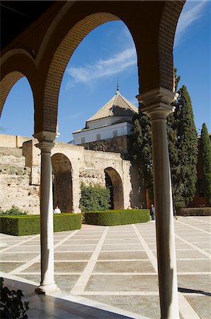 real alcazar - Patio de la Monteria, Real Alcazar, Santa Cruz district, Seville, Andalusia (Andalucia), Spain, Europe Stock Photo - Rights-Managed, Code: 841-02993909