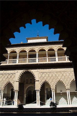simsearch:841-02993945,k - Patio de las Doncellas (Patio des jeunes filles), Real Alcazar, patrimoine mondial UNESCO, Santa Cruz district, Séville, Andalousie (Andalucia), Espagne Photographie de stock - Rights-Managed, Code: 841-02993980