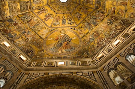 Mosaic ceiling of dome of the Battistero (Baptistry), Florence (Firenze), Tuscany, Italy, Europe Stock Photo - Rights-Managed, Code: 841-03027795
