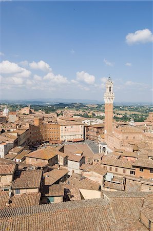 palazzo publico - View of the Piazza del Campo and the Palazzo Pubblico with its amazing bell tower, Siena, UNESCO World Heritage Site, Tuscany, Italy, Europe Foto de stock - Con derechos protegidos, Código: 841-03027939