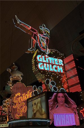 Glitter Gulch, Fremont Street, the older part of Las Vegas, Nevada, United States of America, North America Foto de stock - Con derechos protegidos, Código: 841-03028282