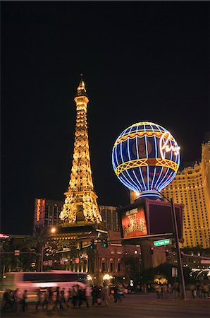 eiffel tower photography night - Paris Hotel with mini Eiffel Tower, The Strip (Las Vegas Boulevard), Las Vegas, Nevada, United States of America, North America Stock Photo - Rights-Managed, Code: 841-03028303