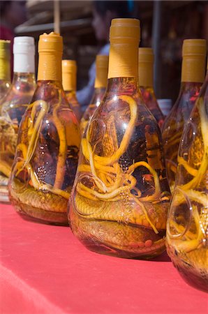 simsearch:841-02947503,k - Snakes in bottles of spirits thought to have medicinal properties, Laos, Indochina, Southeast Asia, Asia Foto de stock - Con derechos protegidos, Código: 841-03028515