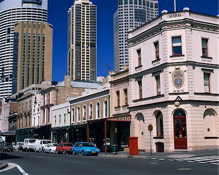 Street scene in The Rocks historical district of Sydney, New South Wales, Australia, Pacific Foto de stock - Direito Controlado, Número: 841-03028562