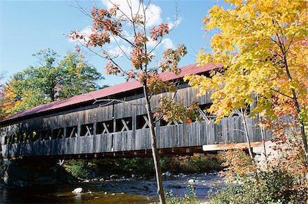 Albany covered bridge over Swift River, Kangamagus Highway, New Hampshire, New England, United States of America (U.S.A.), North America Stock Photo - Rights-Managed, Code: 841-03028798