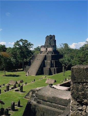 Tempel II, große Plaza, Tikal, UNESCO World Heritage Site, Guatemala, Zentralamerika Stockbilder - Lizenzpflichtiges, Bildnummer: 841-03028810