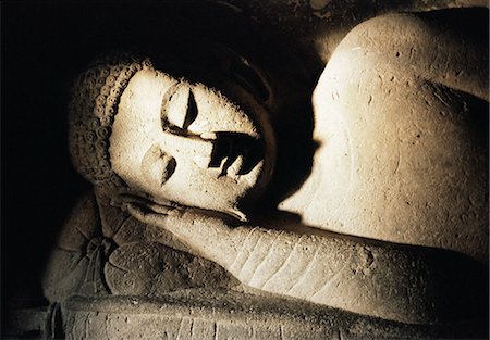 ellora close up pictures - Detail of stone carving of the Buddha, Ellora Caves, UNESCO World Heritage Site, Maharashtra state, India, Asia Stock Photo - Rights-Managed, Code: 841-03028820