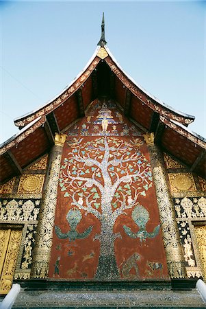 Wall detail, The Red Chapel, Wat Xieng Thong, Luang Prabang, UNESCO World Heritage Site, Laos, Indochina, Southeast Asia, Asia Stock Photo - Rights-Managed, Code: 841-03028840