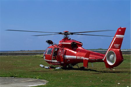 Red security helicopter on the ground carrying a wounded person, on Sein island, Brittany, France, Europe Stock Photo - Rights-Managed, Code: 841-03029200