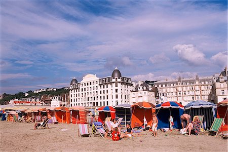 Beach tents on the beach, Trouville, Basse Normandie (Normandy), France, Europe Stock Photo - Rights-Managed, Code: 841-03029438