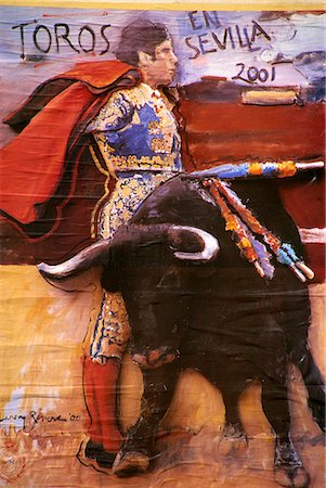 poster - Matador poster taken in 2001, Seville, Andalucia, Spain, Europe Stock Photo - Rights-Managed, Code: 841-03029657